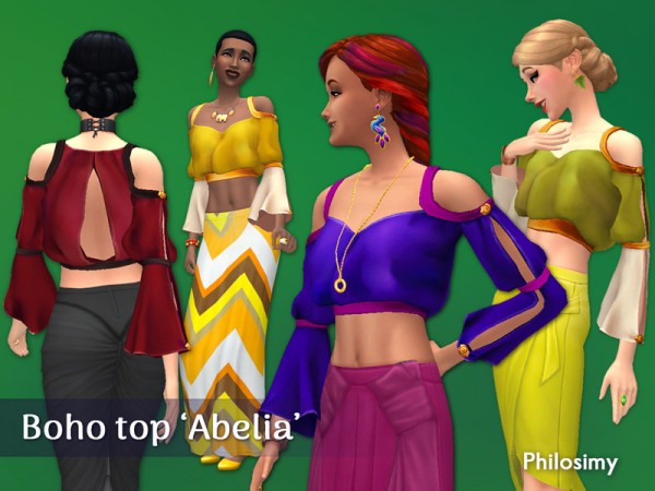  The Sims Resource: Boho top Abelia by Philosimy