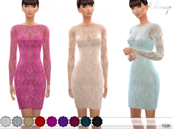  The Sims Resource: Lace Short Dress by ekinege