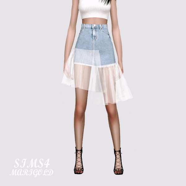  SIMS4 Marigold: Mesh Denim Skirt