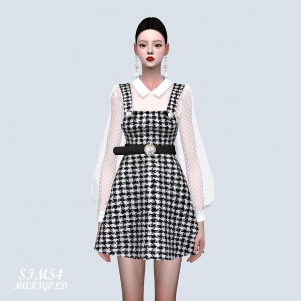  SIMS4 Marigold: See Through Blouse With Dress