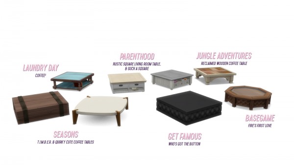  Simsational designs: Shrunken Square Coffee Tables   Resized for more Usability