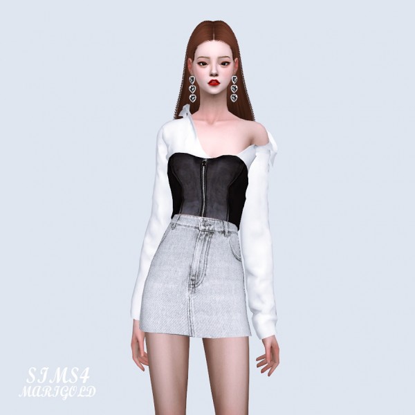 SIMS4 Marigold: Natural Shirt With Bustier