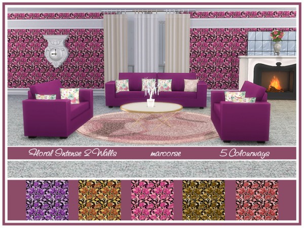  The Sims Resource: Floral Intense 2 Walls by marcorse