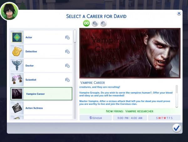  Mod The Sims: Darkside Vampire Career by TlaraM