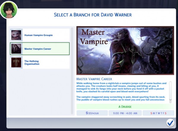  Mod The Sims: Darkside Vampire Career by TlaraM