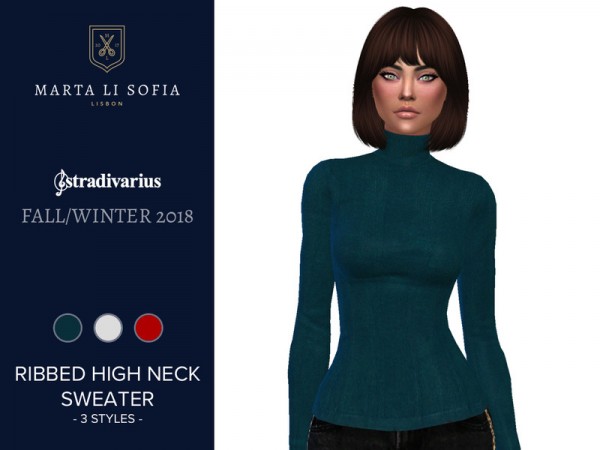  The Sims Resource: Ribbed High Neck Sweater by martalisofia