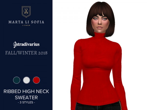  The Sims Resource: Ribbed High Neck Sweater by martalisofia