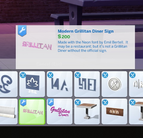  Mod The Sims: Modern Grillitan Diner Sign by BulldozerIvan
