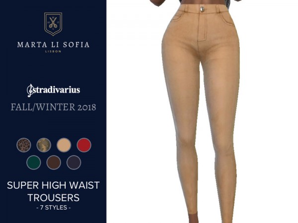  The Sims Resource: Colored Super High Waist Trousers by martalisofia