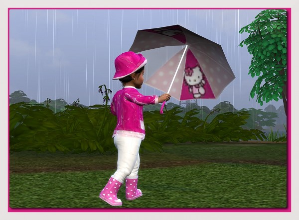  Sims4 boutique: Hello Kitty Rain Outfit for little Toddler Girls