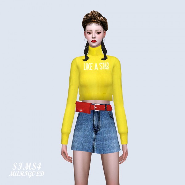  SIMS4 Marigold: Mini Skirt With Waist Bag Belt
