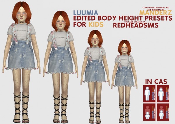  Red Head Sims: Edited Body Height preset and custom rig for makin poses