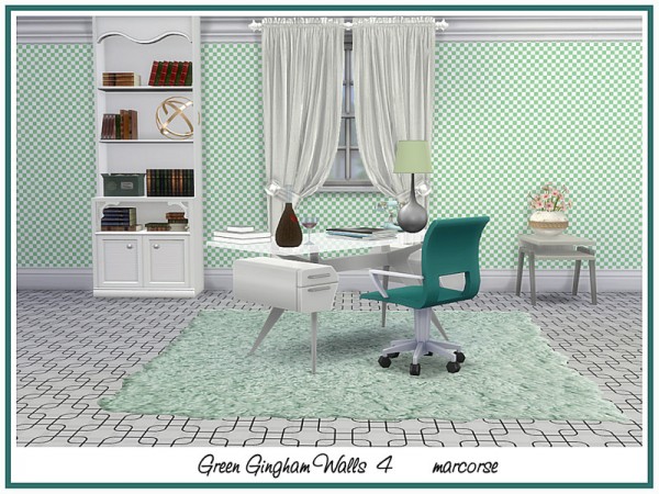  The Sims Resource: Green Gingham Walls by marcorse