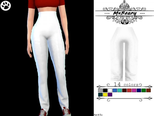  The Sims Resource: Long Highwaisted Plain Pants by MsBeary