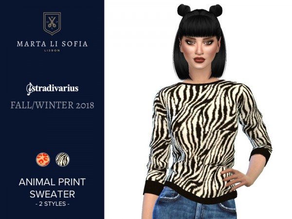  The Sims Resource: Animal Print Sweater by martalisofia