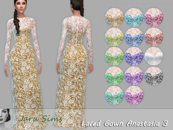  The Sims Resource: Laced Gown Anastasia 3 by JaruSims