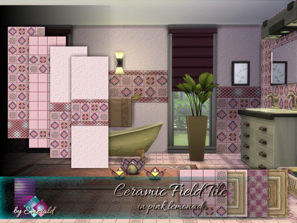  The Sims Resource: Ceramic Field Tile in pink lemonade by emerald