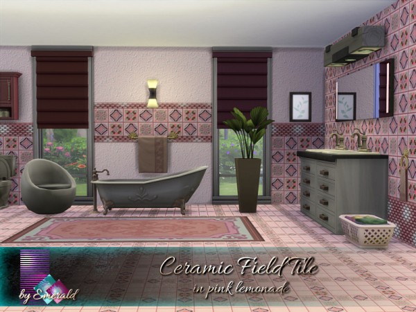  The Sims Resource: Ceramic Field Tile in pink lemonade by emerald