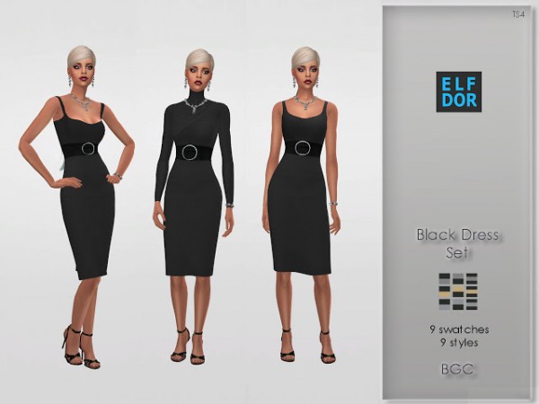  Elfdor: Black Dress Set