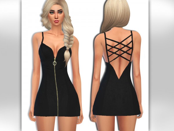  The Sims Resource: Front Gold Zipper Little Black Dress by Saliwa