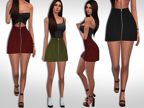  The Sims Resource: Front Zip Mini Skirt by Saliwa