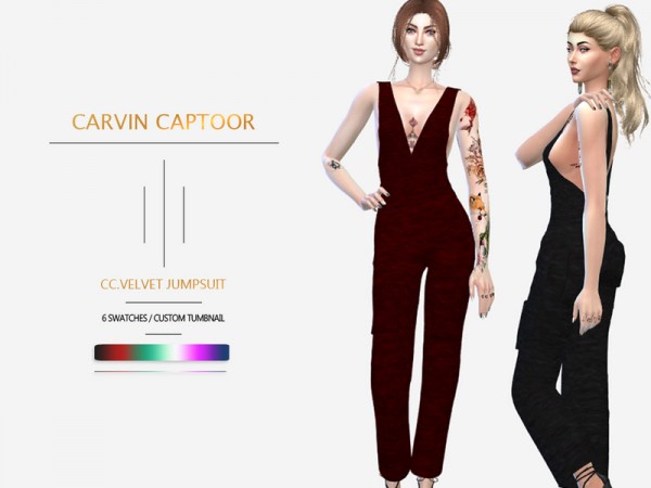  The Sims Resource: Velvet Jumpsuit by carvin captoor
