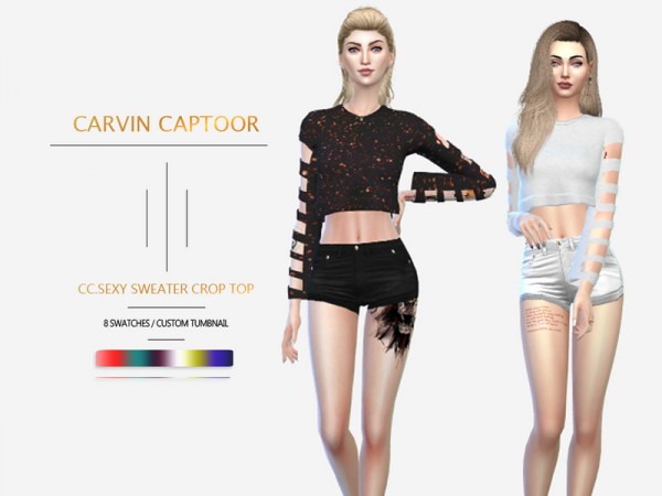  The Sims Resource: Sweater crop top by carvin captoor