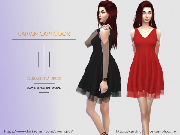  The Sims Resource: Black Tea Dress by carvin captoor