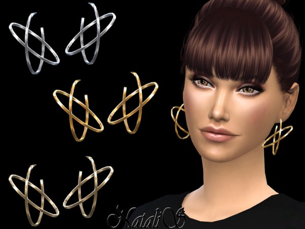  The Sims Resource: Criss cross hoop earrings by NataliS