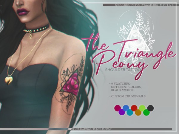  The Sims Resource: The Triangle Peony tattoo by sugar owl