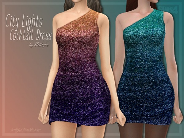  The Sims Resource: City Lights Cocktail Dress by Trillyke