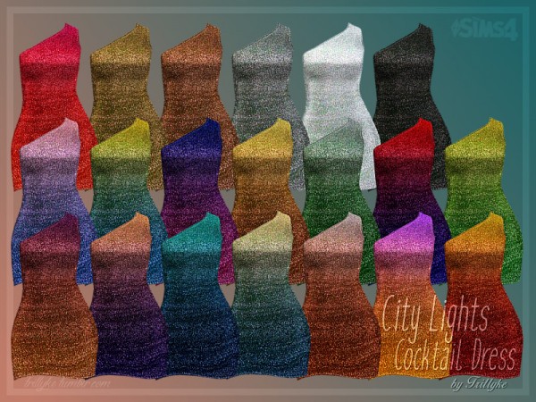  The Sims Resource: City Lights Cocktail Dress by Trillyke