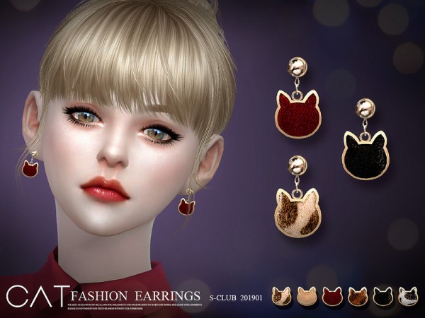  The Sims Resource: Earrings 201901 by S Club