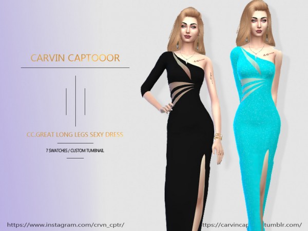  The Sims Resource: Great Long Dress by carvin captoor