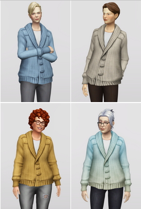 Rusty Nail: Shawl Colla Cardigan Sweater for F • Sims 4 Downloads