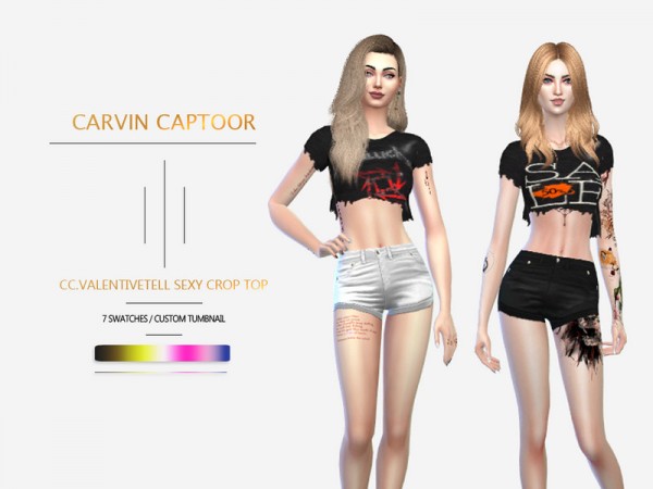  The Sims Resource: Valentivetell Crop top by carvin captoor