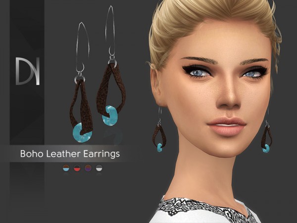  The Sims Resource: Boho Leather Earrings [HQ] by DarkNighTt