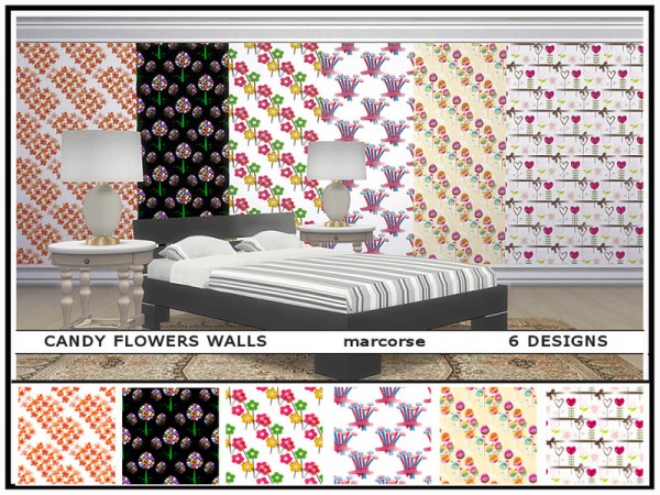  The Sims Resource: Candy Flowers Walls by marcorse