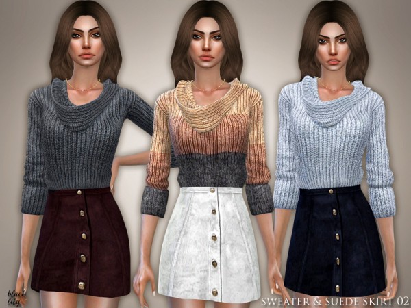  The Sims Resource: Sweater and Suede Skirt 02 by Black Lily
