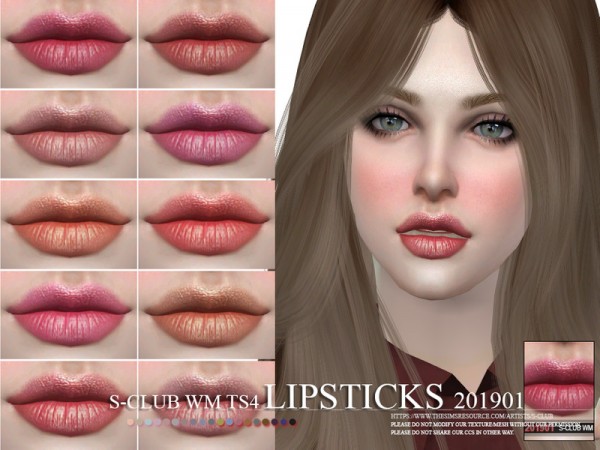  The Sims Resource: Lipstick 201901 by S Club