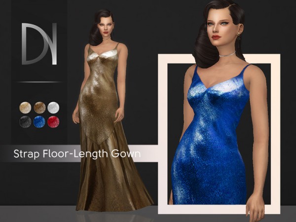  The Sims Resource: Strap Floor Length Gown by DarkNighTt