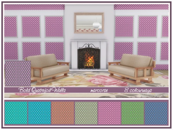  The Sims Resource: Bold Quatrefoil Walls by marcorse