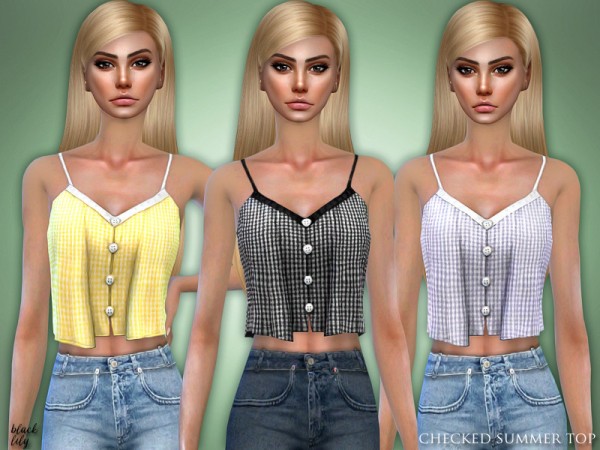  The Sims Resource: Checked Summer Top by Black Lily