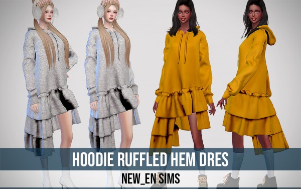  Newen: Hoodie Ruffled Hem Dress