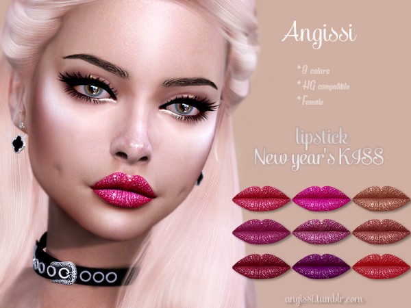  The Sims Resource: Lipstick new years KISS by ANGISSI