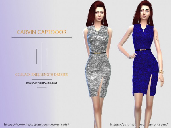 The Sims Resource: CC.black knee length dresses by carvin captoor