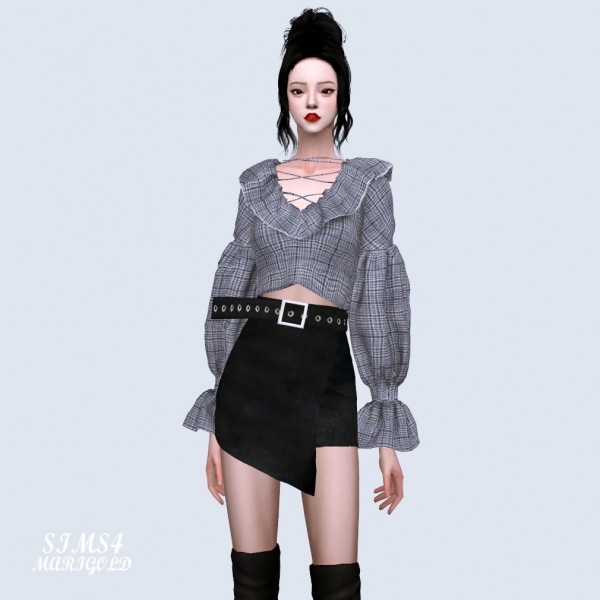  SIMS4 Marigold: Wrap Skirt With Belt