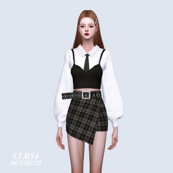  SIMS4 Marigold: Wrap Skirt With Belt