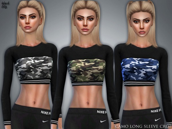  The Sims Resource: Camo Long Sleeve Crop by Black Lily