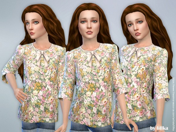  The Sims Resource: Printed Blouse for Girls by lillka